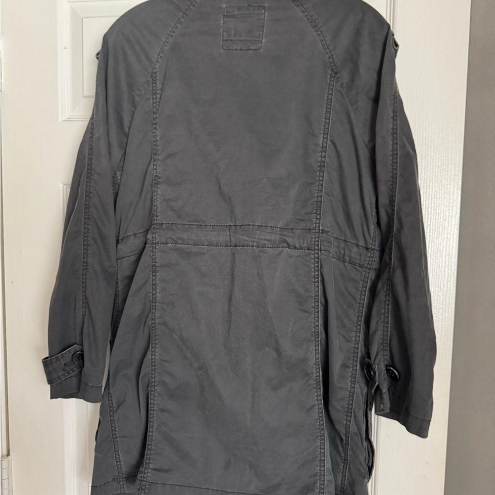 Free People Vintage Oversized charcoal grey distressed trench coat XS - Picture 4 of 4
